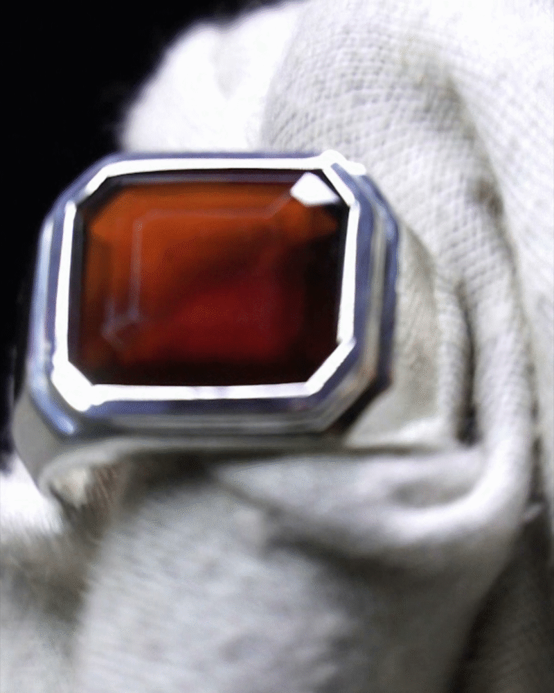 Hessonite Garnet Men's 925 Silver Ring (LS-S-HG-MR-008) - Image 2