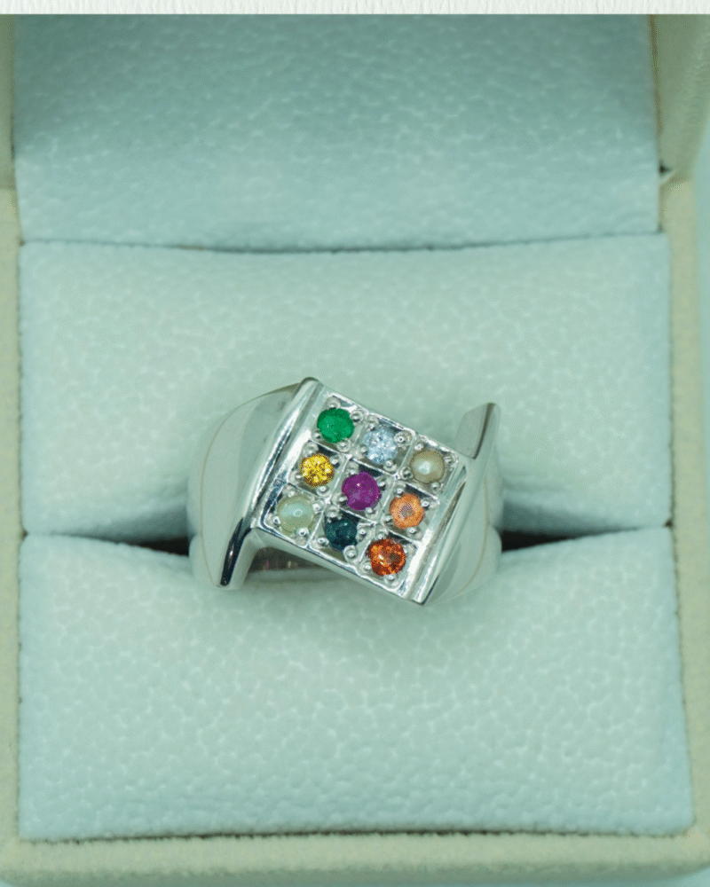 Men's 925 Silver Navaratna Ring (LS-S-NV-MR-009) - Image 2