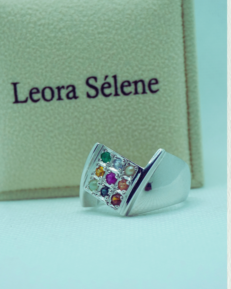 Men's 925 Silver Navaratna Ring (LS-S-NV-MR-009)